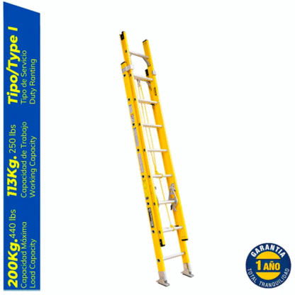 Escalera telescópica de fibra de vidrio de 16 pasos Bronco American Ladder - Imagen 2