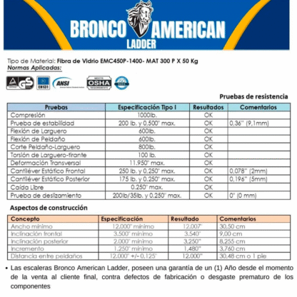 Escalera telescópica de fibra de vidrio de 40 pasos Bronco American Ladder - Imagen 5