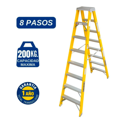 Escalera Fibra de Vidrio Tijera Doble Ascenso de 8 Pasos Bronco American Ladder - Imagen 3