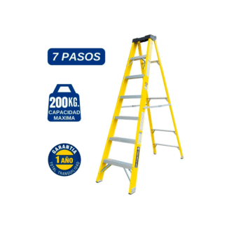 Escalera Fibra de Vidrio Tijera Simple Ascenso de 7 Pasos Bronco American Ladder