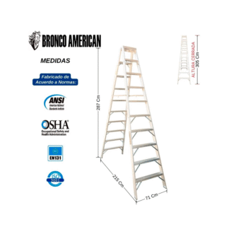 Escalera Aluminio Tijera Doble Ascenso de 10 Pasos-Bronco American Ladder