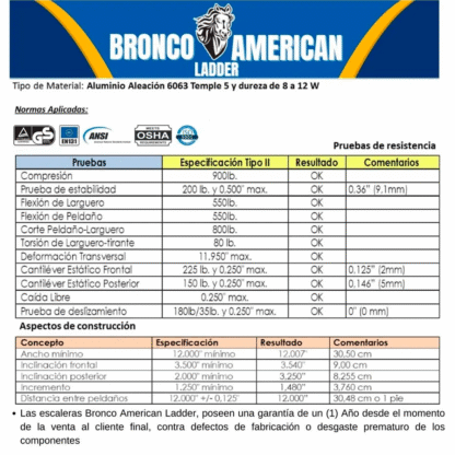 Escalera Aluminio Tijera Doble Ascenso de 12 Pasos-Bronco American Ladder - Imagen 5