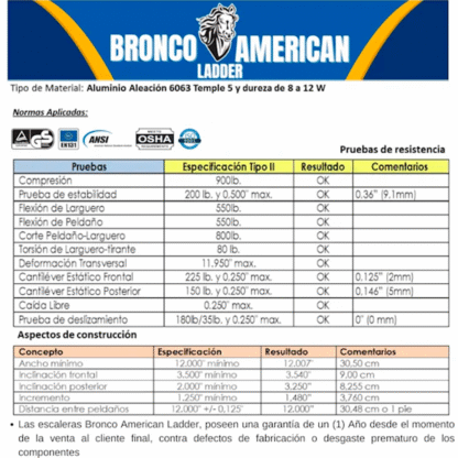 Escalera Aluminio Tijera Doble Ascenso de 14 Pasos-Bronco American Ladder - Imagen 5