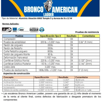 Escalera Aluminio Tijera Doble Ascenso de 16 Pasos-Bronco American Ladder - Imagen 5