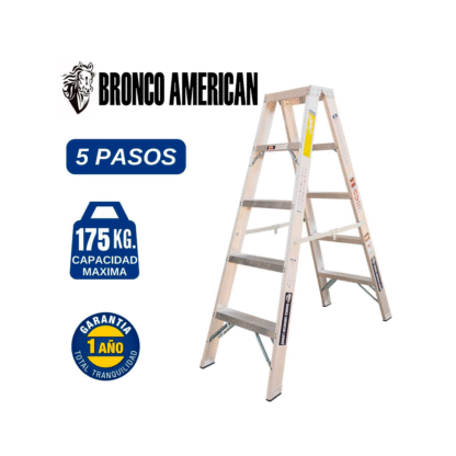 Escalera Aluminio Tijera Doble Ascenso de 5 Pasos-Bronco American Ladder