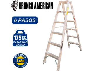 Escalera Aluminio Tijera Doble Ascenso de 6 Pasos-Bronco American Ladder