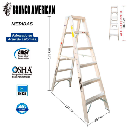 Escalera Aluminio Tijera Doble Ascenso de 6 Pasos-Bronco American Ladder - Imagen 2