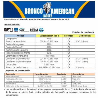 Escalera Aluminio Tijera Doble Ascenso de 7 Pasos-Bronco American Ladder - Imagen 5