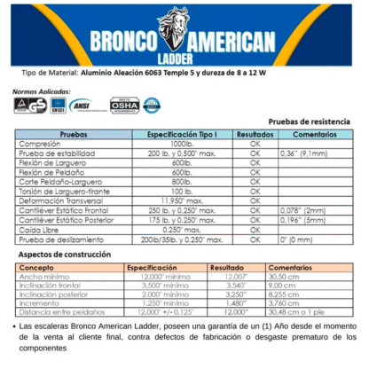 Escalera telescópica de Aluminio 24 pasos Bronco American Ladder - Imagen 5