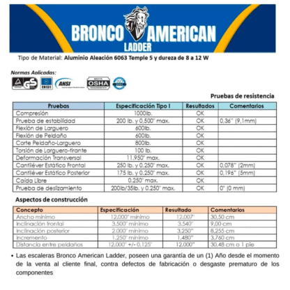 Escalera telescópica de Aluminio 32 pasos Bronco American Ladder - Imagen 5