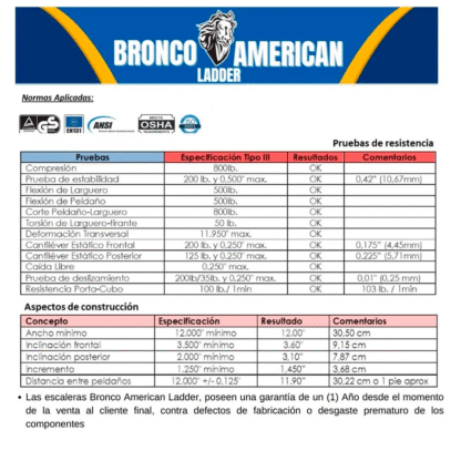 Escalera Domestica Tipo Banqueta de Aluminio de 3 Pasos Bronco American Ladder - Imagen 5