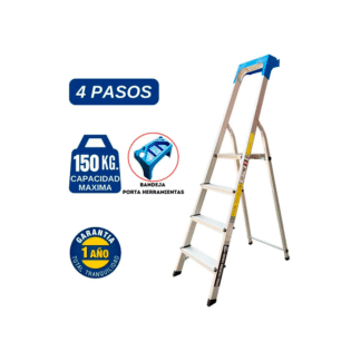 Escalera Domestica Tipo Banqueta de Aluminio de 4 Pasos Bronco American Ladder