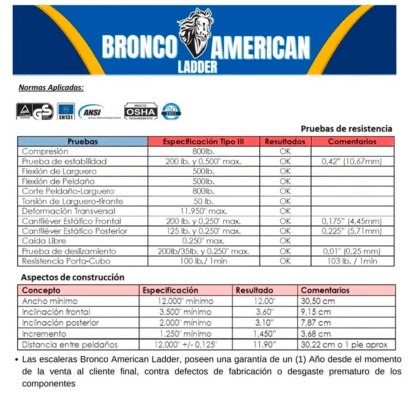 Escalera Domestica Tipo Banqueta de Aluminio de 4 Pasos Bronco American Ladder - Imagen 5