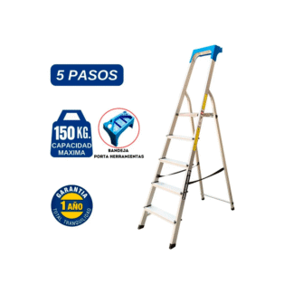 Escalera Domestica Tipo Banqueta de Aluminio de 5 Pasos Bronco American Ladder