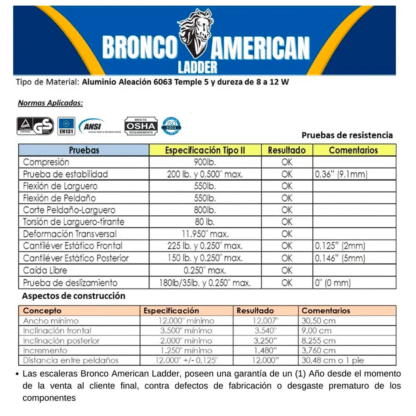 Escalera Aluminio Tijera Simple Ascenso de 10 Pasos-Bronco American Ladder - Imagen 5