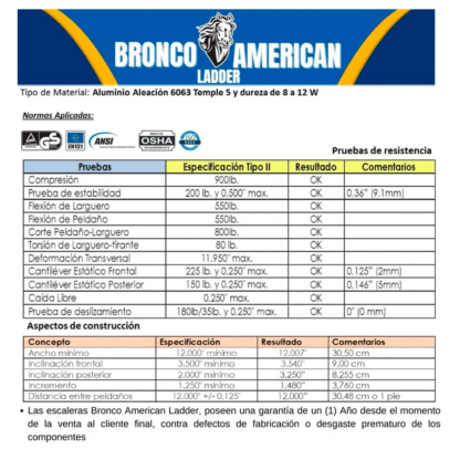 Escalera Aluminio Tijera Simple Ascenso de 4 Pasos-Bronco American Ladder - Imagen 5