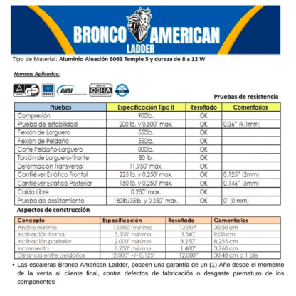 Escalera Aluminio Tijera Simple Ascenso de 7 Pasos-Bronco American Ladder - Imagen 5