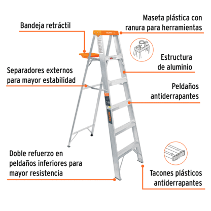 Escalera Tipo Tijera Simple Acceso de 5 Pasos Tipo II “Truper” 10335 - Imagen 2