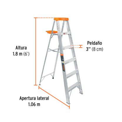 Escalera Tipo Tijera Simple Acceso de 5 Pasos Tipo II “Truper” 10335 - Imagen 3
