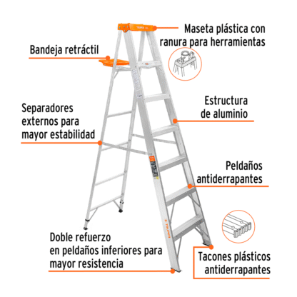 Escalera Tipo Tijera Simple Acceso de 6 Pasos Tipo II “Truper” 16744 - Imagen 2