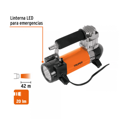 Compresora de aire con linterna para auto, 12v TRUPER - Imagen 4