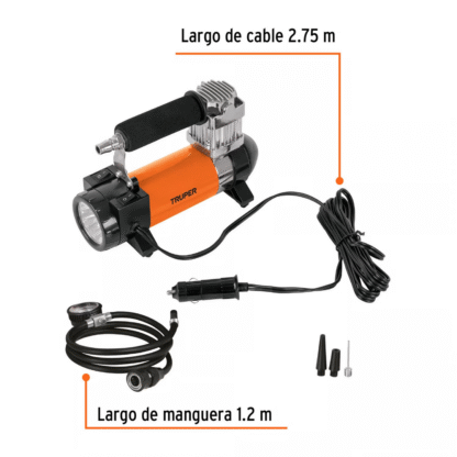 Compresora de aire con linterna para auto, 12v TRUPER - Imagen 3