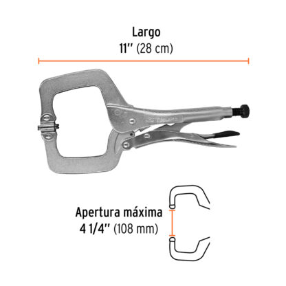 Pinza de presión 11" tipo "C" con mordaza autoajustable TRUPER - Imagen 2