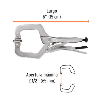 Pinza de presión 6" tipo "C" con mordaza autoajustable TRUPER - Imagen 2