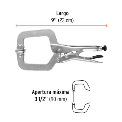 Pinza de presión 9" tipo "C" con mordaza autoajustable TRUPER - Imagen 2