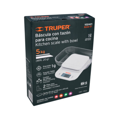 Balanza digital con tazón 5 kg TRUPER - Imagen 3