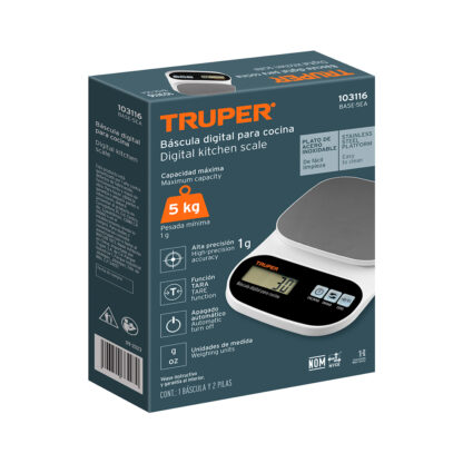 Balanza digital, plato de acero inoxidable 5 kg TRUPER - Imagen 3