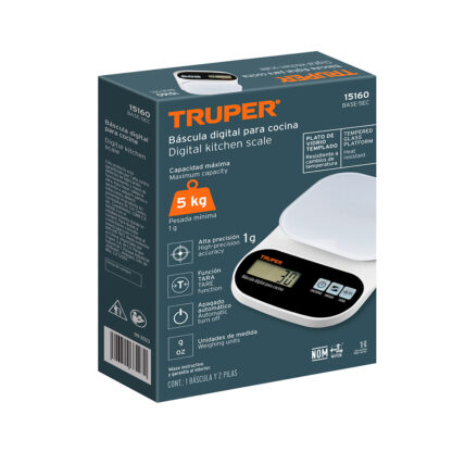 Balanza digital, plato de vidrio 5 kg TRUPER - Imagen 3