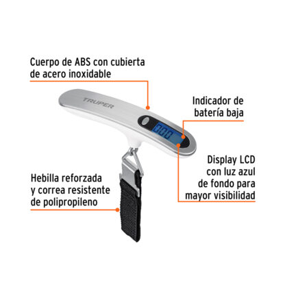 Balanza electrónica para equipaje 50 kg TRUPER - Imagen 2