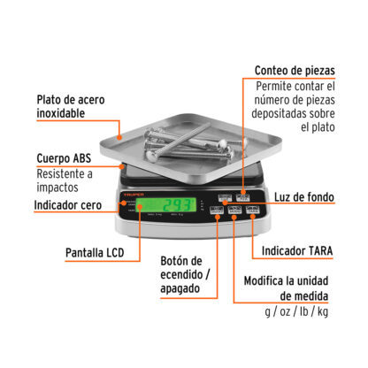 Balanza electrónica de precisión 3 kg TRUPER - Imagen 2