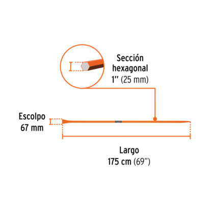 Barreta para tierra dura 1" x 175 cm TRUPER - Imagen 2