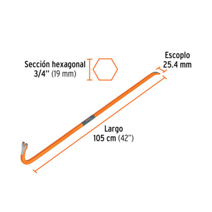 Barreta pata de cabra 3/4" x 105 cm TRUPER - Imagen 2