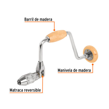 Berbiquí 12" perilla de madera TRUPER - Imagen 2