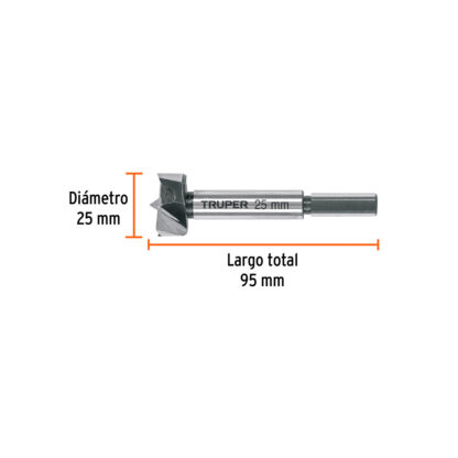 Broca para madera forstner 25 mm TRUPER - Imagen 2