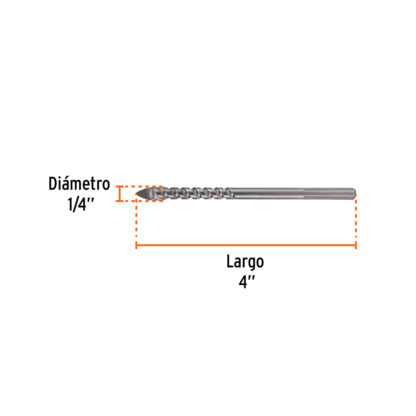 Broca para vidrio y mayólica 1/4" cuerpo de espiral TRUPER - Imagen 2