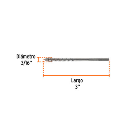 Broca para vidrio y mayólica 3/16" cuerpo de espiral TRUPER - Imagen 2