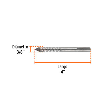 Broca para vidrio y mayólica 3/8" cuerpo de espiral TRUPER - Imagen 2