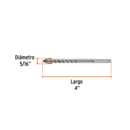 Broca para vidrio y mayólica 5/16" cuerpo de espiral TRUPER - Imagen 2