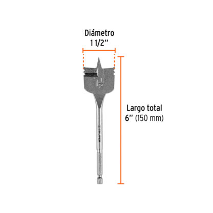 Broca plana para madera 1 1/2" TRUPER - Imagen 2