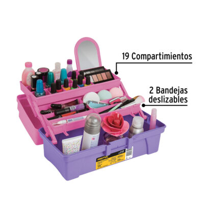 Caja cosmetiquera 14" rosa/morado TRUPER - Imagen 2
