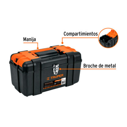 Caja para Herramientas 17" con Compartimentos, Broches Metálicos TRUPER - Imagen 2