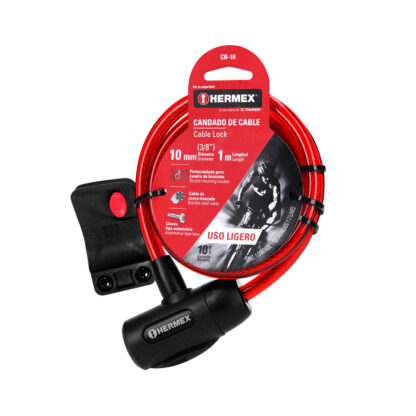 Candado de Cable con Llave 1 m x 10 mm HERMEX - Imagen 2