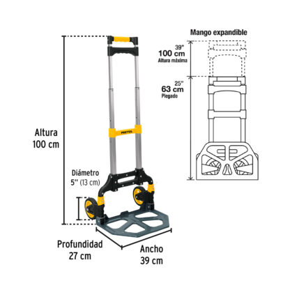 Carreta de Carga Plegable 100 kg PRETUL - Imagen 3