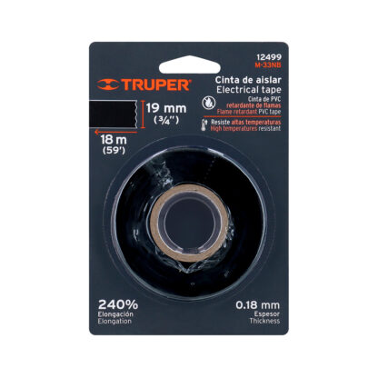 Cinta Aislante 18 m x 19 mm Negra en Blíster TRUPER - Imagen 2