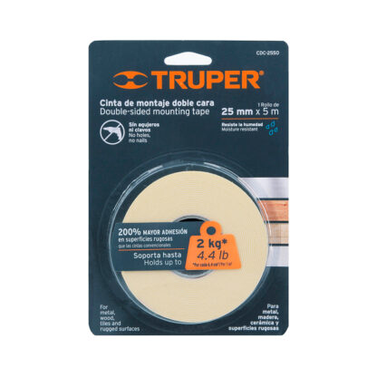 Cinta Doble Contacto 25 mm x 5 m TRUPER - Imagen 2