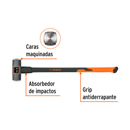 Comba octogonal 12 lb mango fibra de vidrio 36" TRUPER - Imagen 2